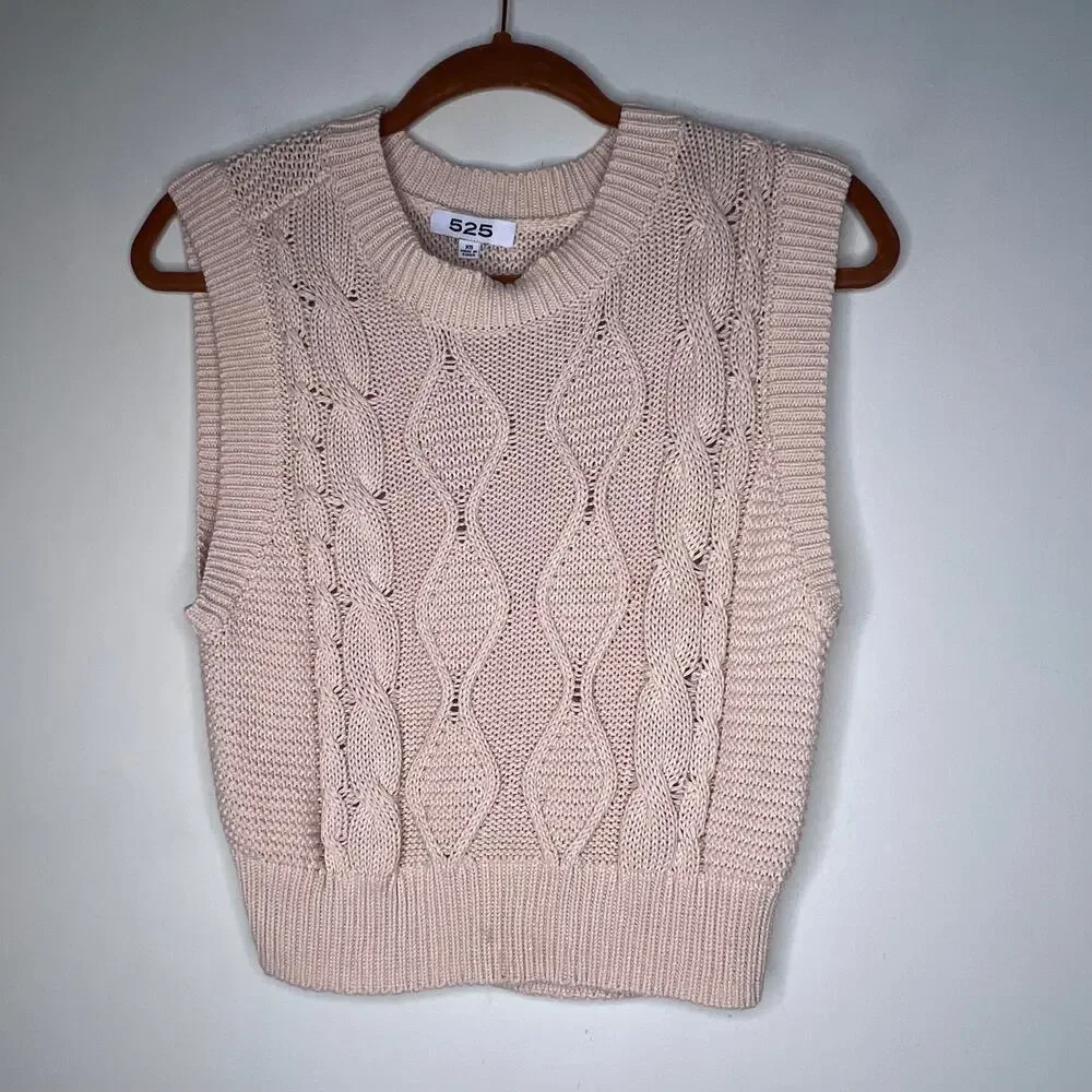 525 Cable Knit Sweater Vest Top Size XS - Picture 4 of 8